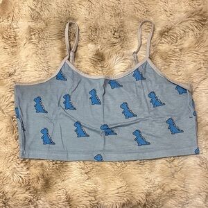 ROMWE Blue Dinosaur Print Bandeau